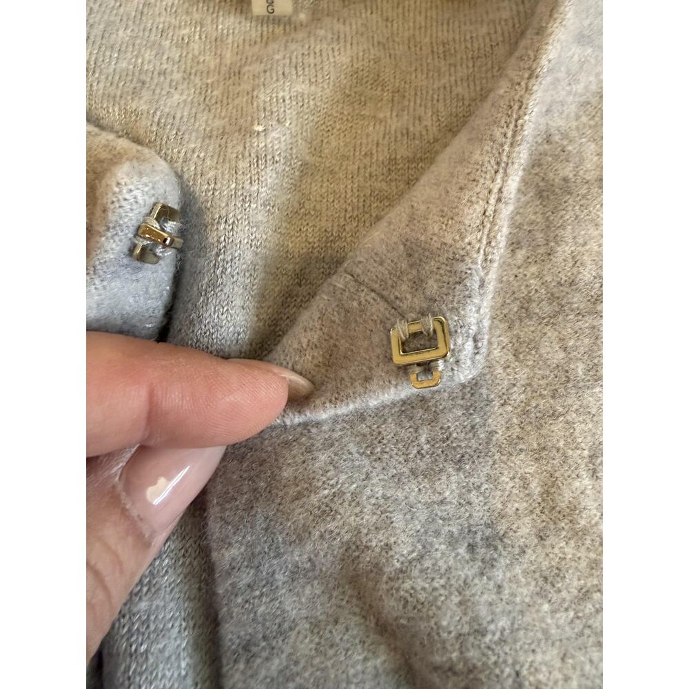 Karl Lagerfeld Paris Coatigan Womens Large Gray Wool Knit Zip Trim Mid Length - Picture 6 of 7